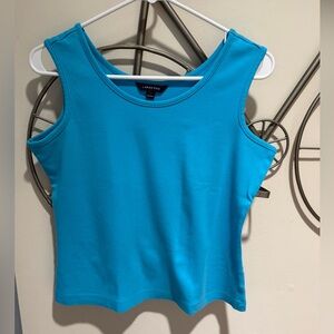 Lands' End Women's Sleeveless Tank Top - Bright Teal Size MP, 100% Cotton